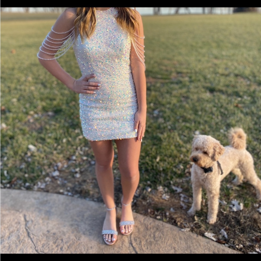 Maddie Leigh Homecoming / winter Christmas holiday formal dress w/sequins